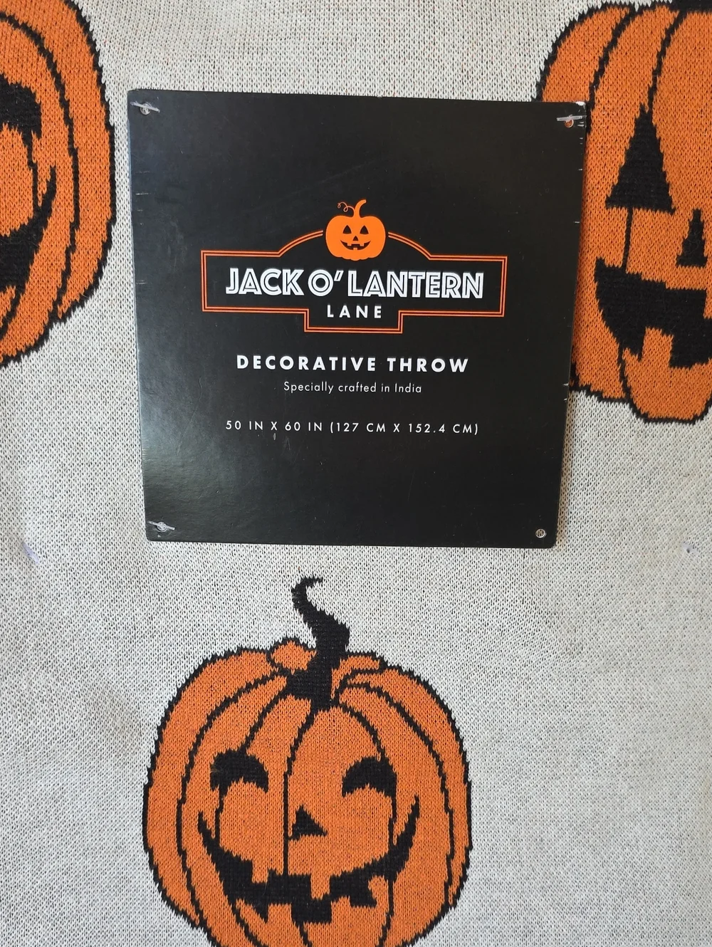 NWT Halloween Knit Throw Blanket 50X60 IN 100% Cotton Jack-O-Lantern Pumpkins 🎃